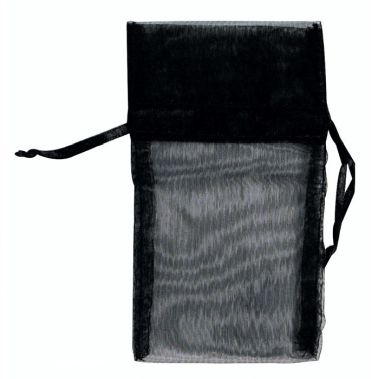 Black Organza Drawstring Gift Pouches, 4" x 5", 12 Per Pack