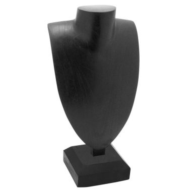 Black Natural Wood Elongated Jewelry Necklace Display Bust