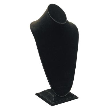 Black Velvet Jewelry Necklace Display Bust, 14-1/2" Tall