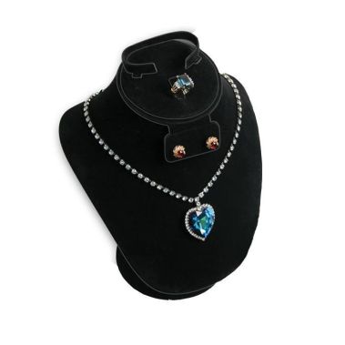 Black Velvet Jewelry Earring / Ring / Necklace / Bracelet Combination Bust