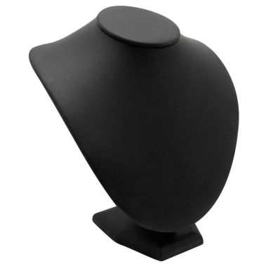 Black Leatherette Wide Jewelry Necklace Display Bust, 8" Tall