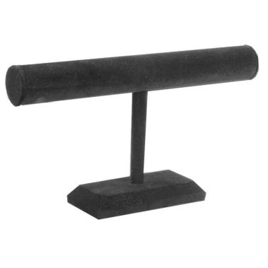 Black Velvet Long Jewelry T Bar Display Stand