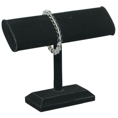 Black Velvet Oval Jewelry Bracelet / Watch T-Bar Stand
