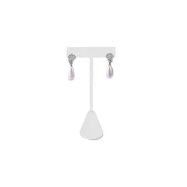 White Leatherette Jewelry Earring T Stand, 4-3/4" Tall