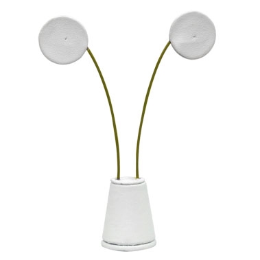 White Leatherette Tear Drop Jewelry Earring Stand, 5-1/8" Tall