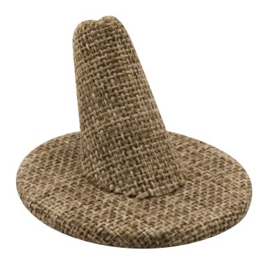 Brown Burlap Jewelry Ring Display Stand, 1-1/4" Tall