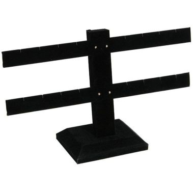 Black Velvet 2 Tier Jewelry Earring Display Stand, Holds 8 Pairs