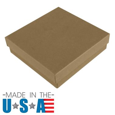 Premium Brown Kraft Paper Cotton Filled Square Jewelry Gift Boxes #33