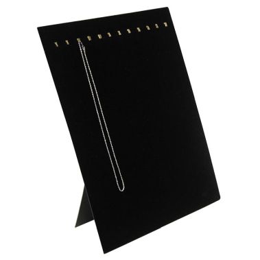 Black Velvet 12 Hook Jewelry Chain Display Board, 15" Tall