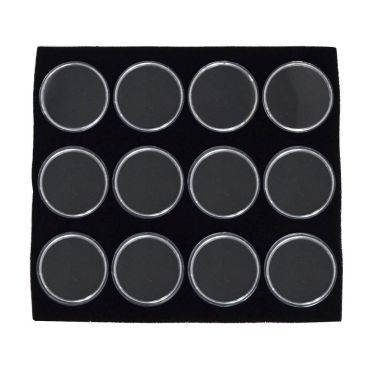 Half Size Black Foam 12 Acrylic Jar Gemstone Tray Liner