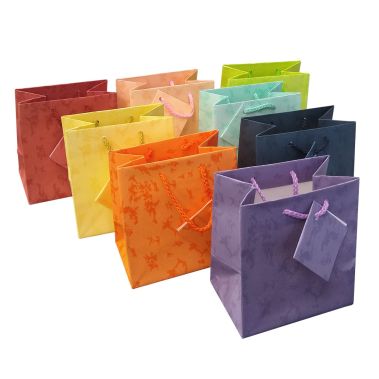Assorted Color Paper Tote Gift Shopping Bags, 4" x 2-3/4" x 4-1/2"