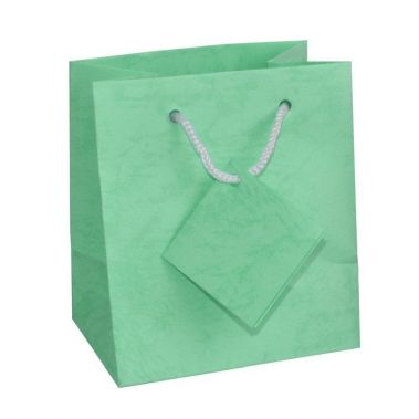 Teal Paper Tote Gift Shopping Bags, 4" x 2-3/4" x 4-1/2"