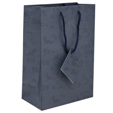 Blue Paper Tote Gift Shopping Bags, 4-3/4" x 2-1/2" x 6-3/4"