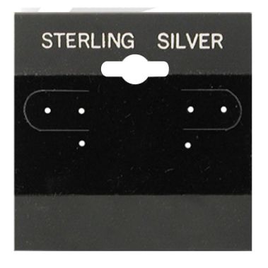 Black "Sterling Silver" Jewelry Earring Hanging Hole Cards, 100 Per Pack