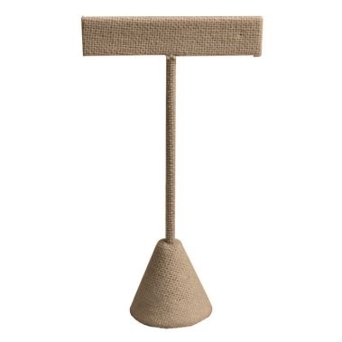 Brown Burlap Jewelry Earring T Stand, 5-3/4" Tall