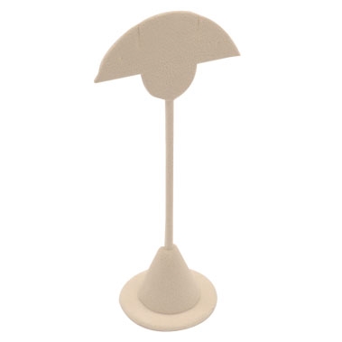 Beige Faux Suede Jewelry Earring Stand, 5-7/8" Tall