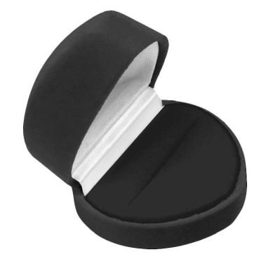 Black Flocked Velour Heart Shaped Jewelry Ring Boxes 