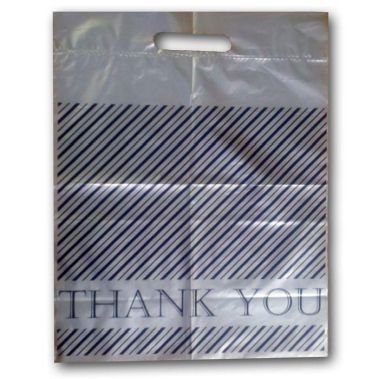 Silver and Black Gift Shopping "THANK YOU" Bags, 12" x 15"