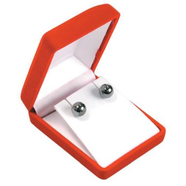 Red Flocked Velour Jewelry Pendant Packaging Boxes
