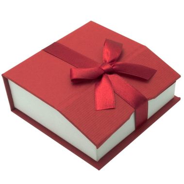 Red and White Magnetic Ribbon Large Jewelry Pendant Gift Boxes