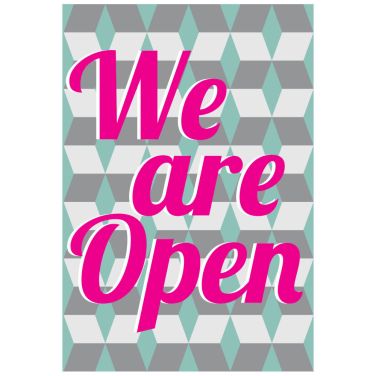 We Are Open Custom Printed Store Front Window Business Signs, 19" x 13"