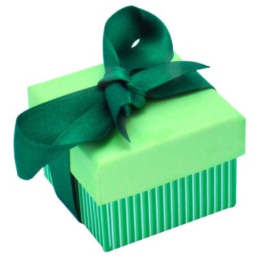Green and White Striped Jewelry Ring Gift Packaging Boxes with Green Ribbon