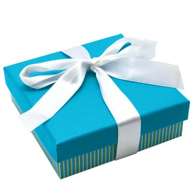 Aqua Stripped with White Ribbon Jewelry Pendant Gift Boxes