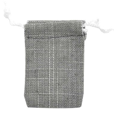 Grey Linen Small Gift Pouches with Drawstring, 1-3/4" x 2"