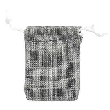 Grey Linen Medium Gift Pouches with Drawstring, 2-3/4" x 3"