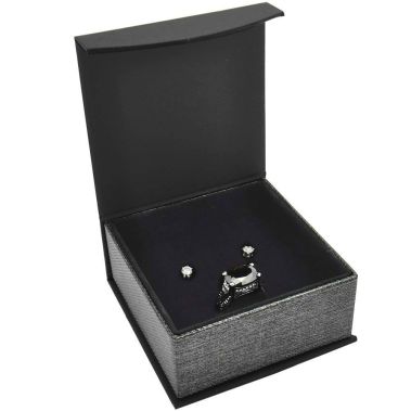 Black and Grey Jewelry Ring, Earring, and Pendant Combination Boxes