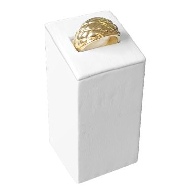 White Leatherette Jewelry Ring Stand, 3-1/8" Tall