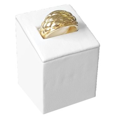 White Leatherette Jewelry Ring Stand, 2-3/4" Tall