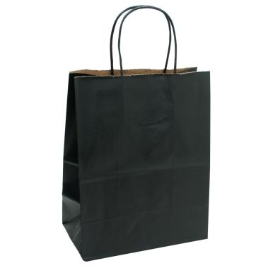 Black Kraft Paper Gift Shopping Bag with Handle, 12-1/4 x 4-3/4 x 15-3/4