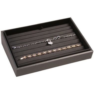 Steel Grey Leatherette 8 Slot Jewelry Bracelet Display Tray
