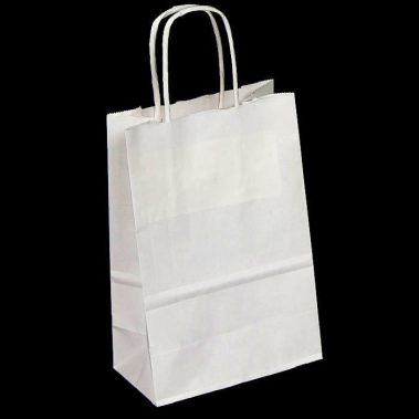 White Kraft Paper Gift Shopping Bags with Handle, 5-1/4" x 3-1/2" x 8-1/4"