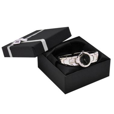 Black Paper Silver Bow-Tie Jewelry Bangle or Watch Gift Boxes
