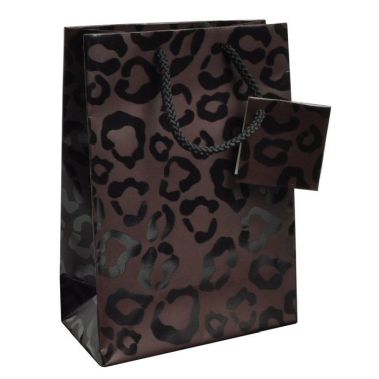 Animal Print Gift Shopping Bags with Handle, 4-3/4" x 2-1/2" x 6"
