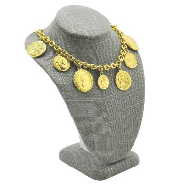Grey Linen Jewelry Necklace Display Bust, 6-1/4" Tall