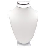 White Leatherette Jewelry Necklace / Ring / Earring Combination Bust, 7-1/2