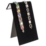 Black Velvet Standing Jewelry Bracelet Display Ramp