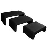 3 Piece Black Leatherette Display Shelf Riser Set