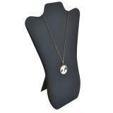 Black Leatherette Curved Jewelry Necklace Easel, 14