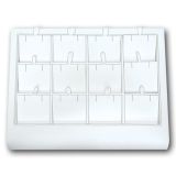 White Leatherette Jewelry Earring / Pendant Display Tray, Holds 12 items