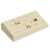 Beige Linen 18 Slot Jewelry Ring Display Tray