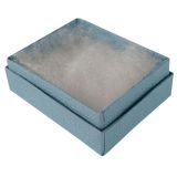 Matte Blue Textured Cotton Filled Jewelry Gift Boxes #11 - 100 Per Pack