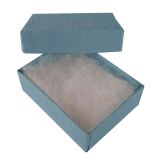 Matte Blue Textured Cotton Filled Jewelry Gift Boxes #11 - 100 Per Pack