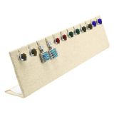 Beige Linen Jewelry Earring / Pendant Stand, Holds 6 Pairs