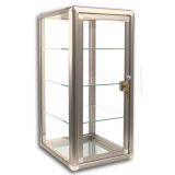 Vertical Glass Display Case with Shelves - Aluminum