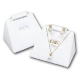 White Leatherette Jewelry Ring, Pendant, and Earring Combination Stand