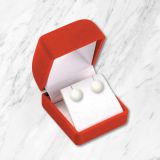 Red Flocked Velour Jewelry Earring Gift Boxes